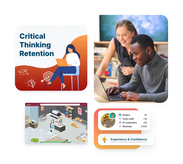 Startup Wars business simulation features and skill-building tools